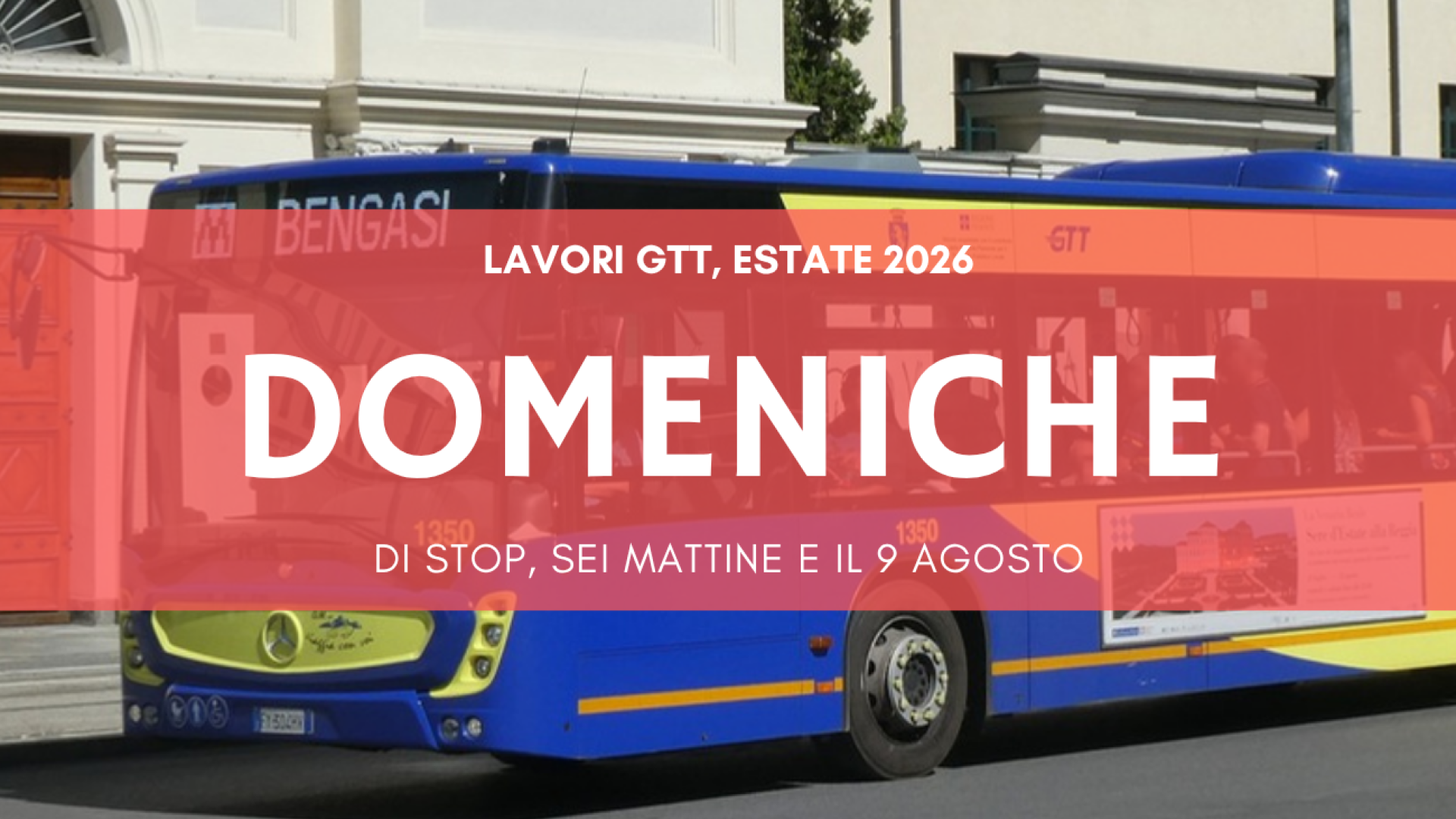 Autobus sostitutivo GTT diretto a Bengasi a Torino durante le chiusure estive della metropolitana 2026